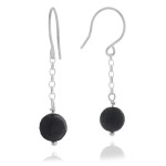 Kolczyki zwisy z kamieniem onyks matowy czarny fasetowany srebro
