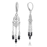 Kolczyki hamsa srebro kamienie naturalne spinel hematyt kryształ górski