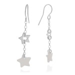 Kolczyki zwisy gwiazdki srebro masa perłowa łańcuszek