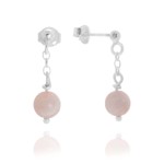 Kolczyki zwisy różowy opal srebro