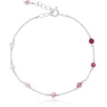 Bransoletka ze srebra kamienie mini gradient różowa granat kwarc turmalin