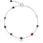 Bransoletka ze srebra kamienie mini naturalne kolorowa