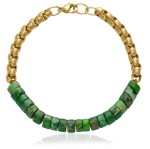 Bransoletka z kamieni krążki jaspis zielony stal szlachetna