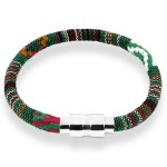 Bransoletka ze sznurka etno zielona zapiecie magnetyczne