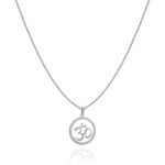 Naszyjnik ze stali symbol om mantra srebrny box 2,5 mm