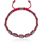 Bransoletka shamballa grafitowy hematyt naturalny sznurek czerwony