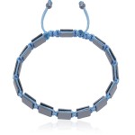 Bransoletka shamballa grafitowy hematyt naturalny sznurek niebieski