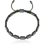 Bransoletka shamballa grafitowy hematyt naturalny sznurek zielony  oliwkowy