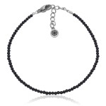 Bransoletka z kamieni mini 2mm onyks czarny naturalny stal szlachetna