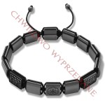 Bransoletka z kamieni hematyt duże kwadraty kryształy