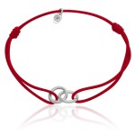 Bransoletka ze sznurka koła srebro czerwona zielona czarna