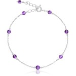 Bransoletka ze srebra damska kamienie ametyst fioletowy naturalny