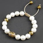 Bransoletka z pereł i kamieni hematyt budda złoty