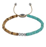 Bransoletka z drewna kokosu i kamieni turkusowych