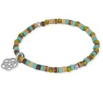 Bransoletka z drewna kokosu kamieni turkusowych stal