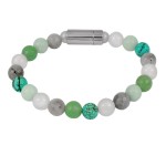 Bransoletka z kamieni amazonit agat labradoryt howlit stal
