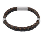 Bransoletka skórzana rzemień czarny brązowy podwójny stal