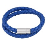 Bransoletka skórzana podwójna rzemień granatowy naturalny