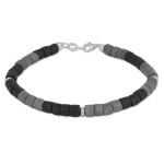 Bransoletka z drewna kokosu czarno szara srebro