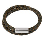 Bransoletka skórzana podwójna rzemień oliwkowy naturalny