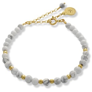 Bransoletka z kamieni howlit biały srebro pozłacane