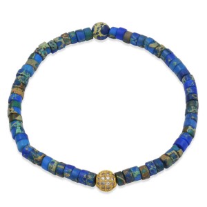 Bransoletka z kamieni jaspis niebieski picasso małe krążki kryształy damska