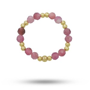 Pierścionek elastyczny kamienie turmalin srebro pozłacane