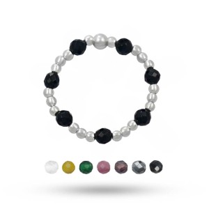 Pierścionek elastyczny kamień srebro onyks czarny