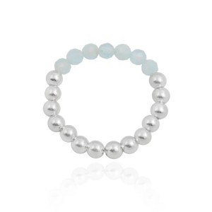 Pierścionek elastyczny z kamieni srebro akwamaryn naturalny