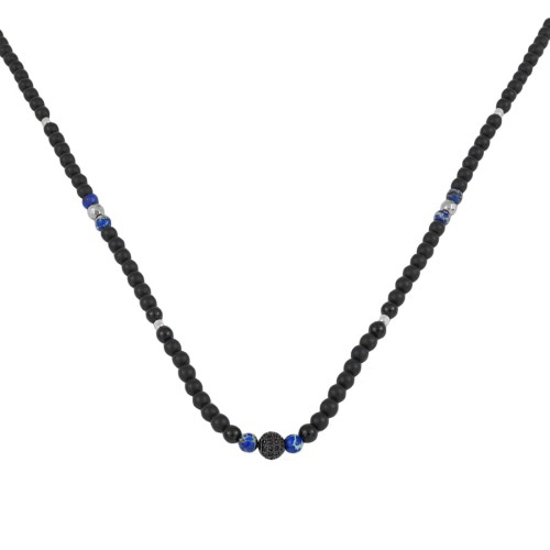 Naszyjnik z kamieni onyks jaspis srebro kulka z kryształami