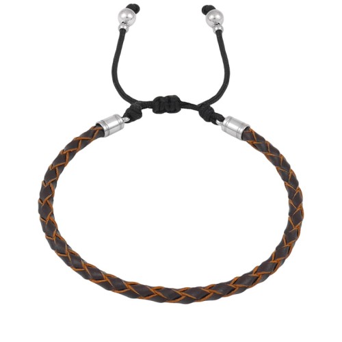 Bransoletka skórzana rzemień pleciony brązowy naturalny