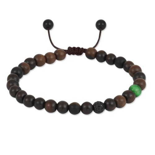 Bransoletka z drewna heban tygrysie oko kryształy