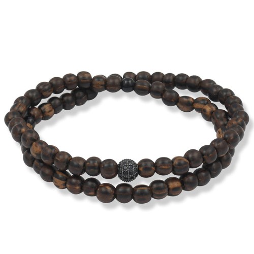 Bransoletka z drewna palmowego podwójna kryształy