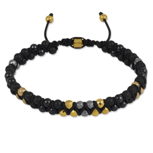 Bransoletka z podwójnych kamieni onyks hematyt mini