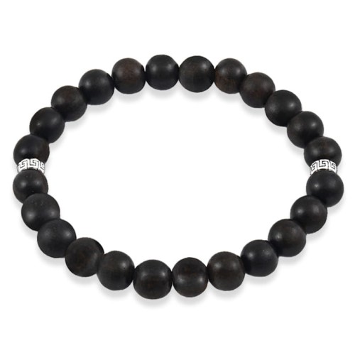 Bransoletka z drewna hebanu przekładki ze srebra