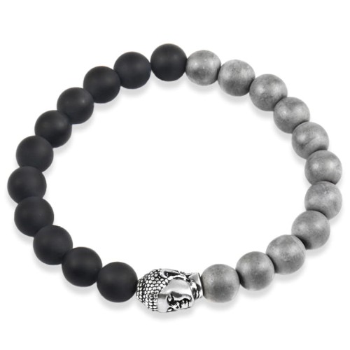 Bransoletka z kamieni budda srebrny onyks hematyt