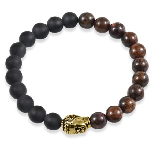 Bransoletka z kamieni budda złoty onyks bronzyt