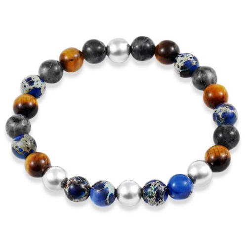 Bransoletka z kamieni tygrysie oko jaspis labradoryt srebro