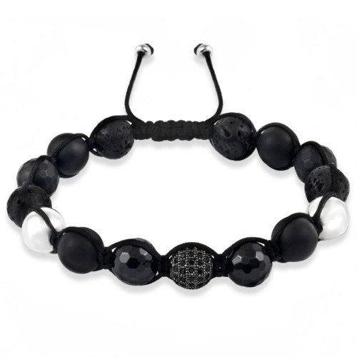 Bransoletka shamballa kamienie onyks lawa srebro kryształy