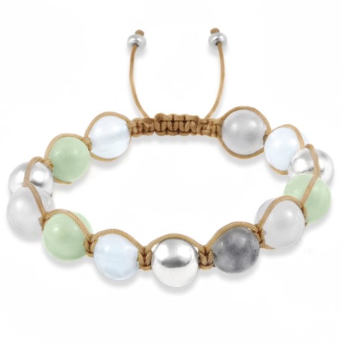 Bransoletka shamballa kamienie labradoryt amazonit agat opalit srebro