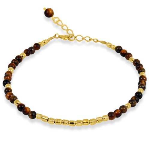 Bransoletka z kamieni tygrysie oko pozłacane srebro