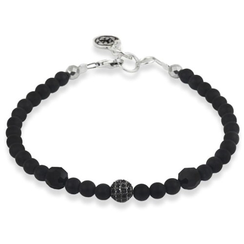 Bransoletka z kamieni onyks srebro kulka kryształy