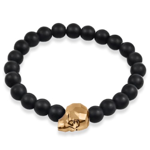 Bransoletka z kamieni czaszka kryształowa onyks czarny