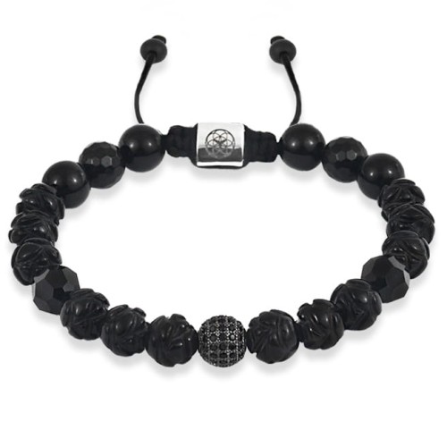 Bransoletka z kamieni onyks rzeźbiony agat kryształy