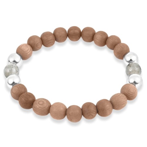 Bransoletka z drewna różanego kamienie labradoryt srebro