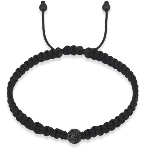 Bransoletka makrama sznurek czarny kulka z kryształami