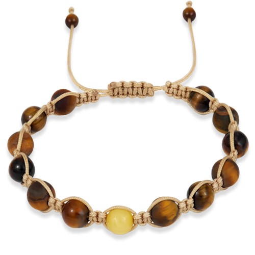 Bransoletka shamballa kamienie tygrysie oko brązowe