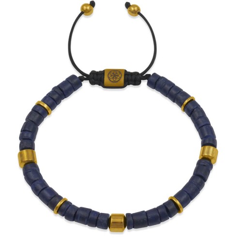 Bransoletka z drewna granatowa drewno kokosowe hematyt złoty damska