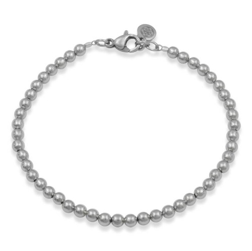 Bransoletka ze stali kulki srebrne małe damska