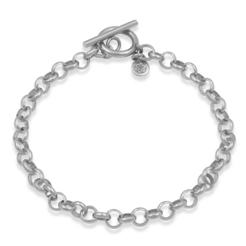 Bransoletka ze stali łańcuch rolo zapięcie toogle logo